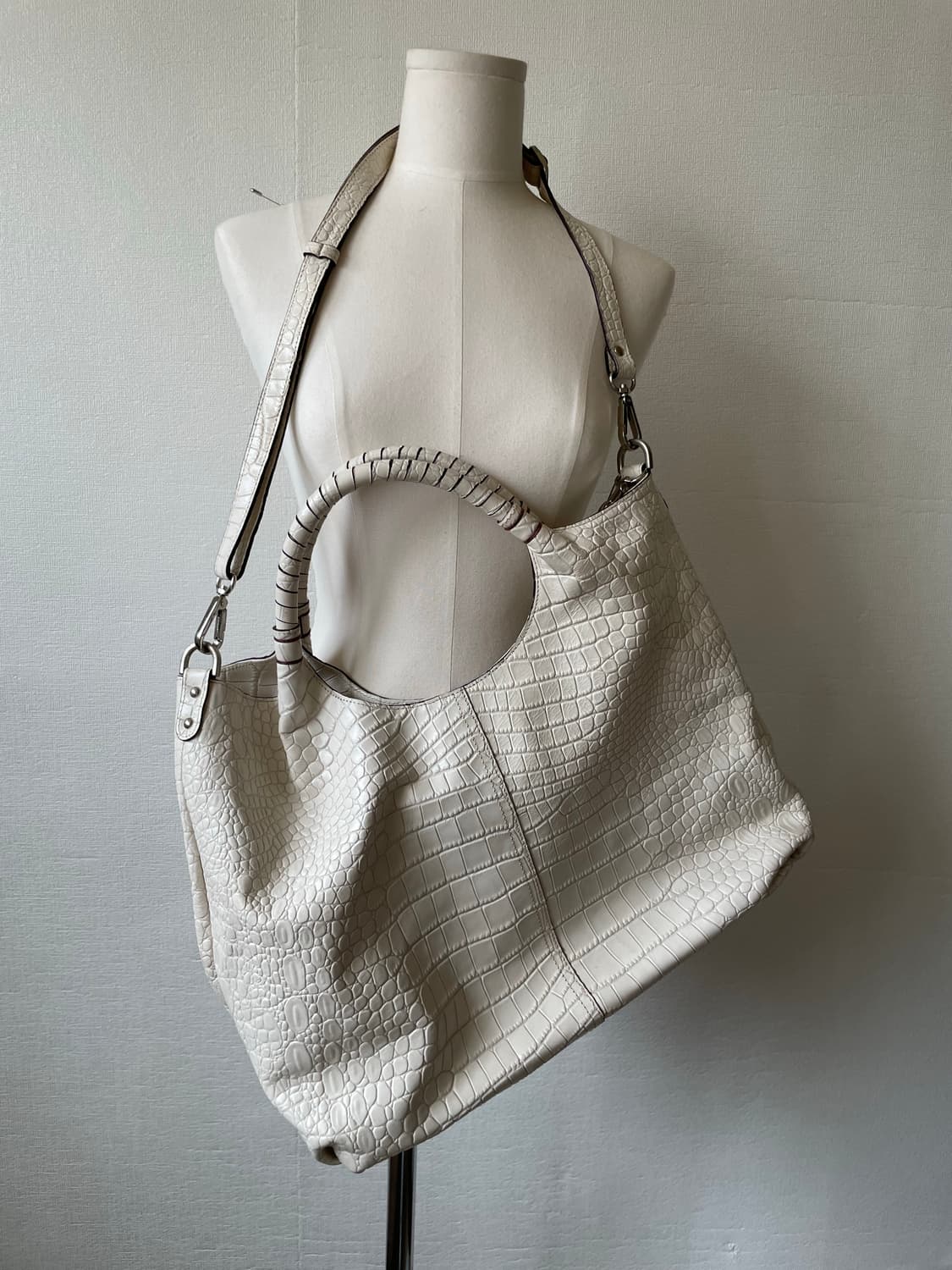 Real Leather White Cowhide Python Big Ba 상품이미지8