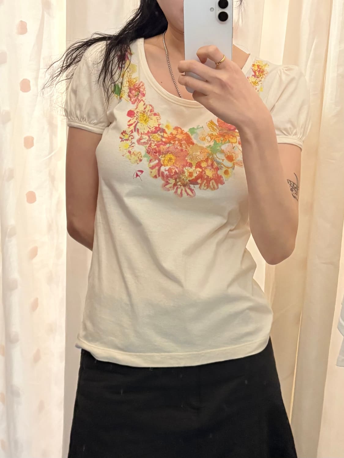 Japanese vintage ivory floral T-shirt 상품이미지1