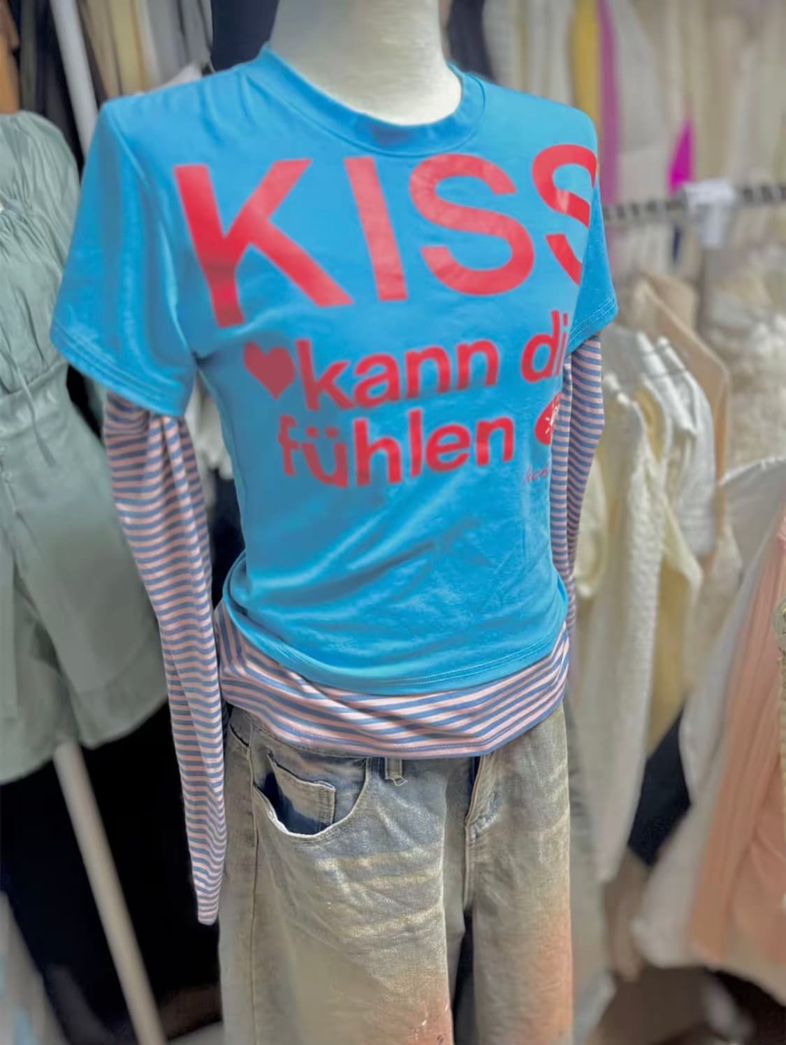 [세트상품] 레터링 프린팅 반팔 + 단가라 긴팔 + 버뮤다팬츠 상품이미지1