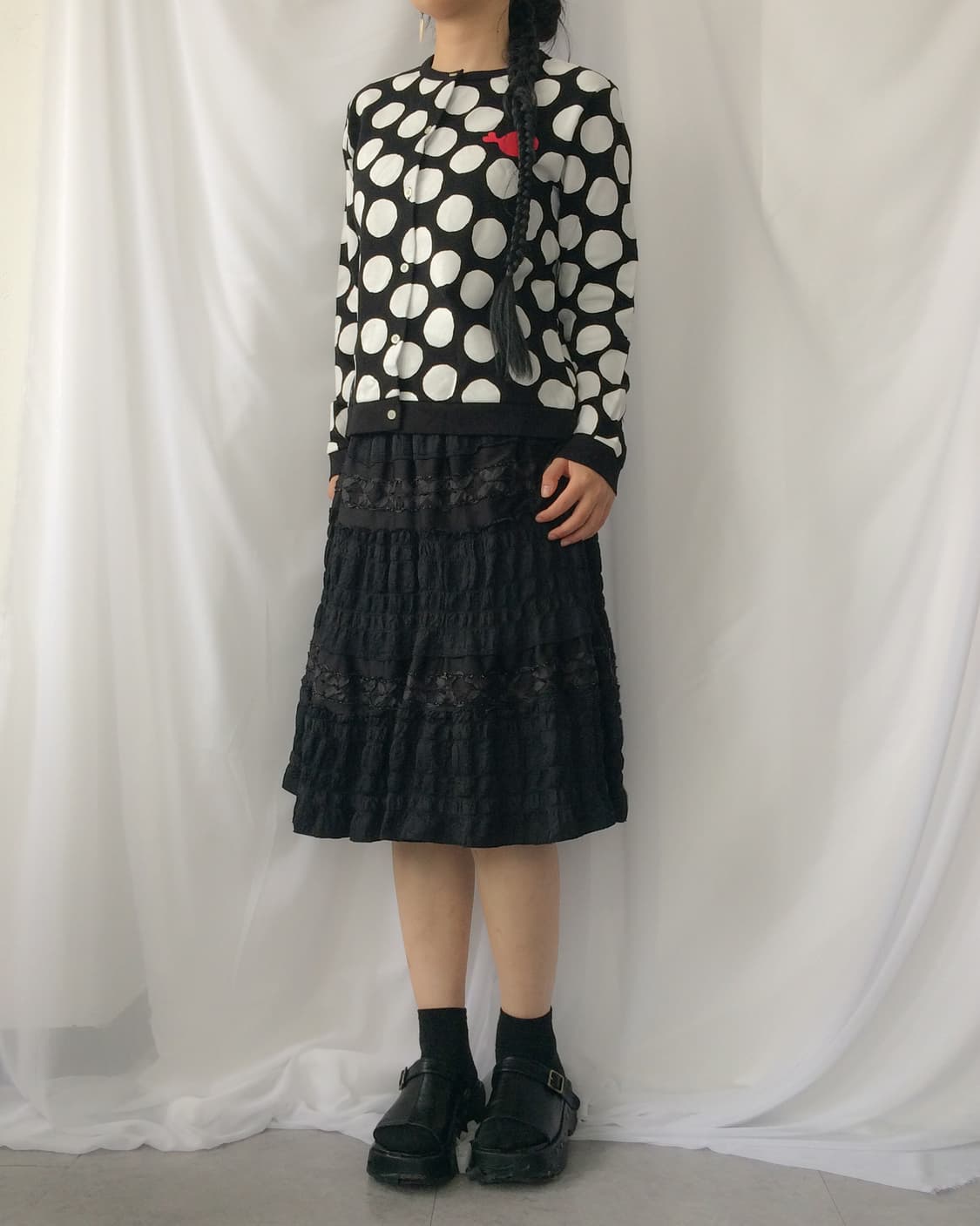 Dot pattern printing cardigan 상품이미지1