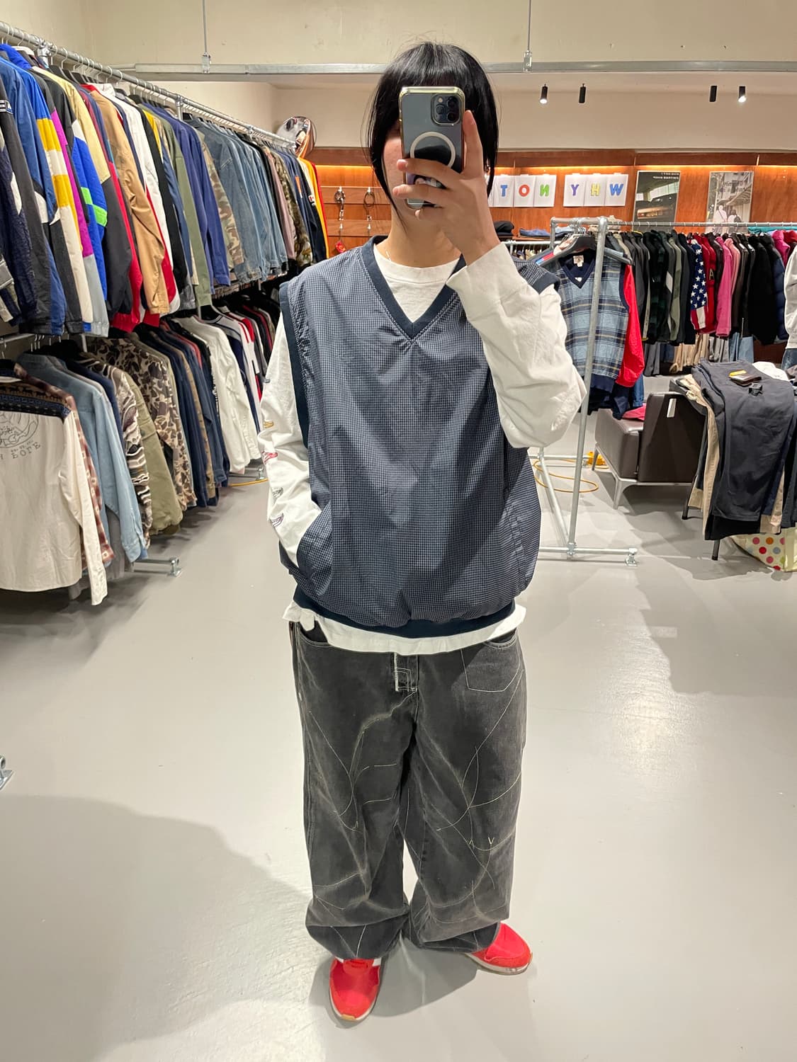 빈티지 바람막이 웜업 조끼   상품이미지4