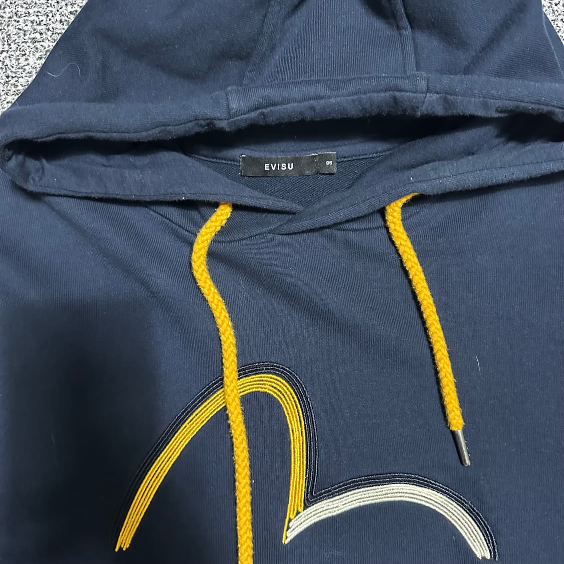 (95) EVISU 에비수 빅로고 후드티 네이비 상품이미지2