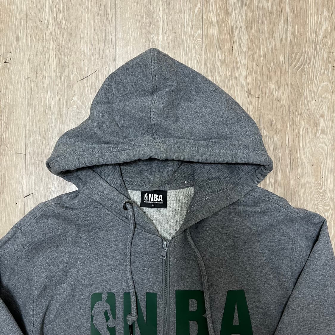 NBA 멜란지 그레이 딥그린 프린팅 로고 코튼 후드 집업 M(95) 상품이미지3