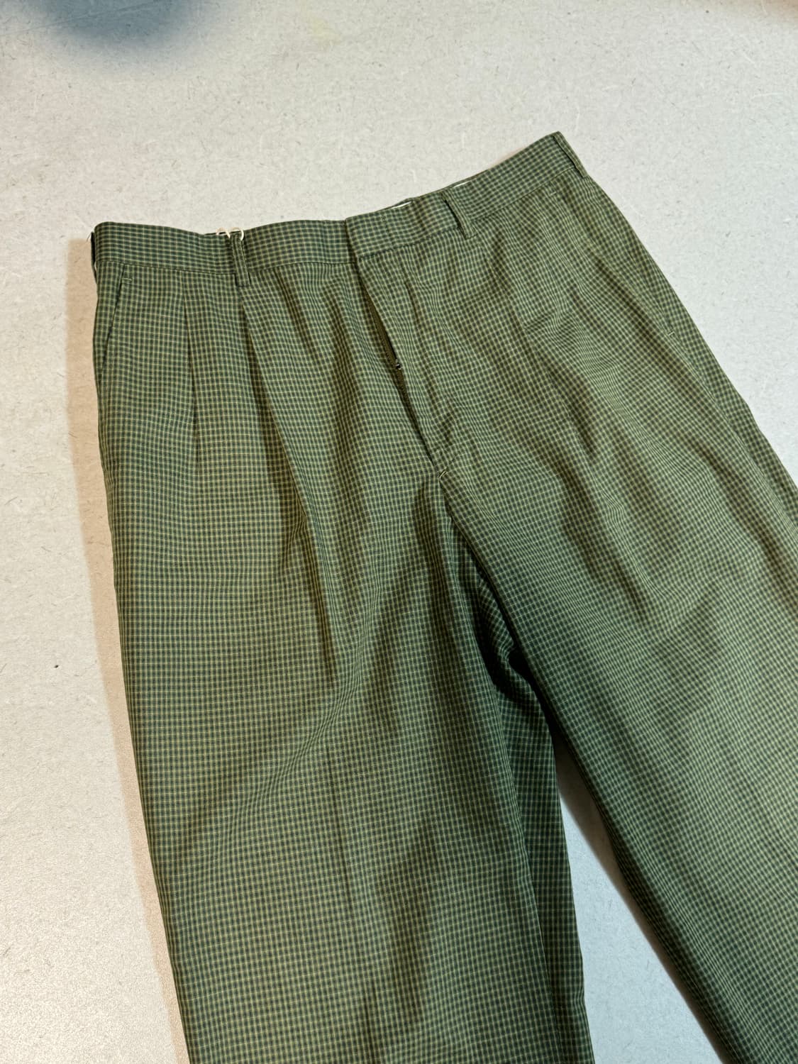 라코스테 빈티지 그린 체크 슬랙스 골프 바지 면 투턱 팬츠 상품이미지3