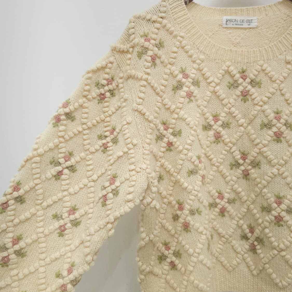 아이보리 팝콘 자수장미 니트 상품이미지5