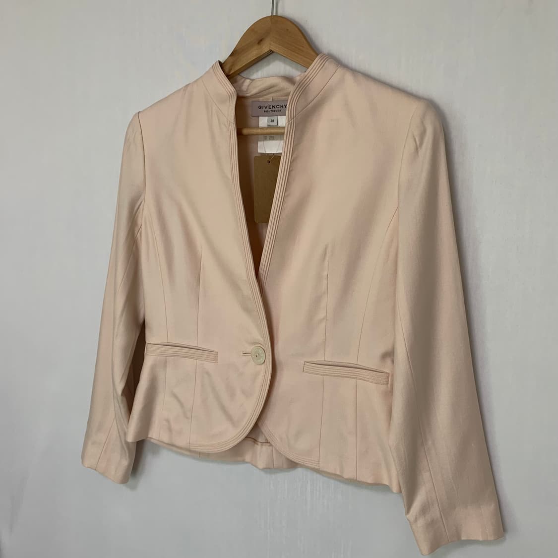 지방시 빈티지 베이비핑크 노카라 원버튼 여성 자켓 38 하객룩 상품이미지2