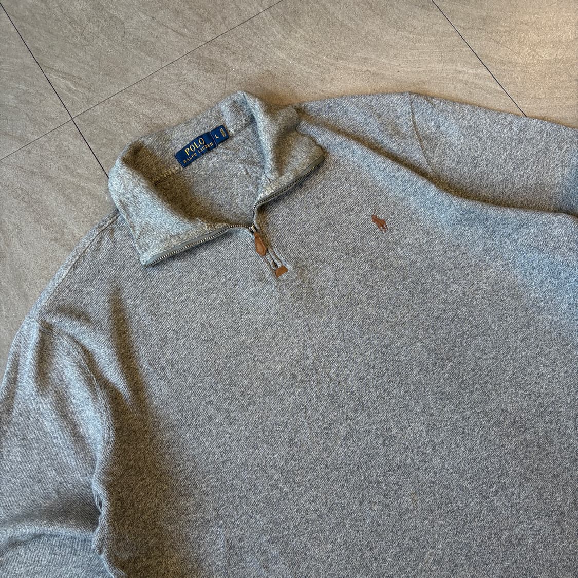 폴로 정품 그레이 반집업 니트 상품이미지2