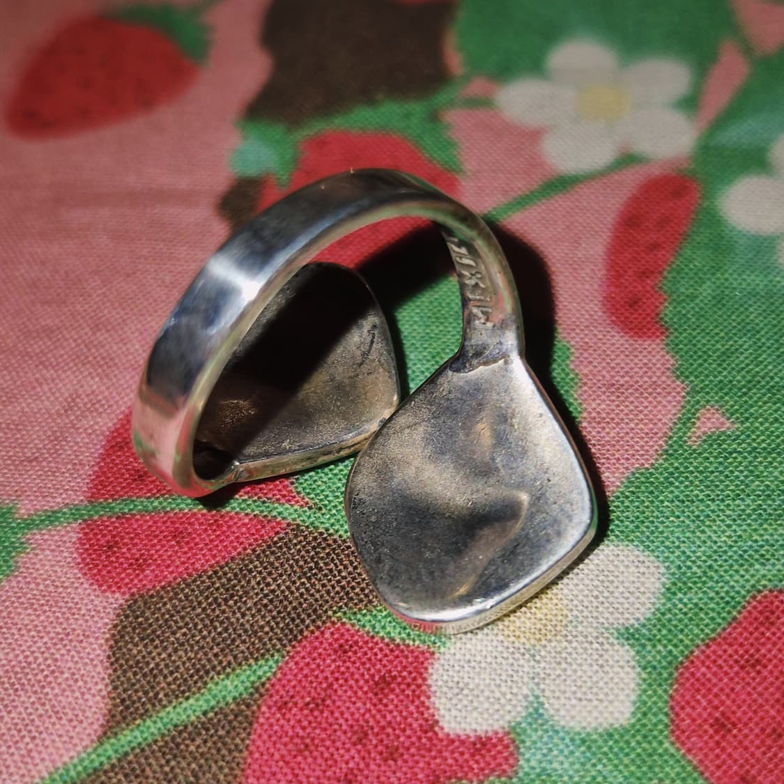 80s 멕시코 인디언 실버 925 터키석 꽃잎 반지 상품이미지9