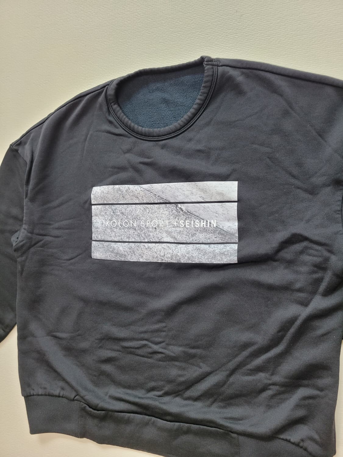 코오롱스포츠 x SEISHIN 남자 오버핏 맨투맨 XL 블랙 상품이미지3