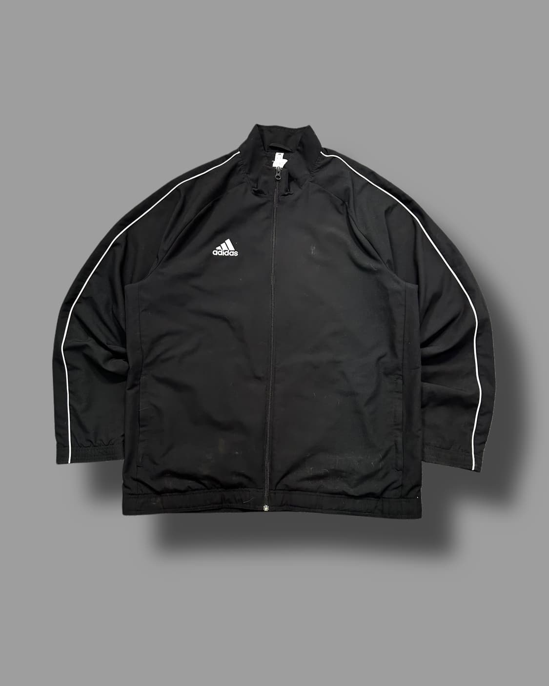 아디다스 블랙 화이트 파이핑 바람막이 L 상품이미지4