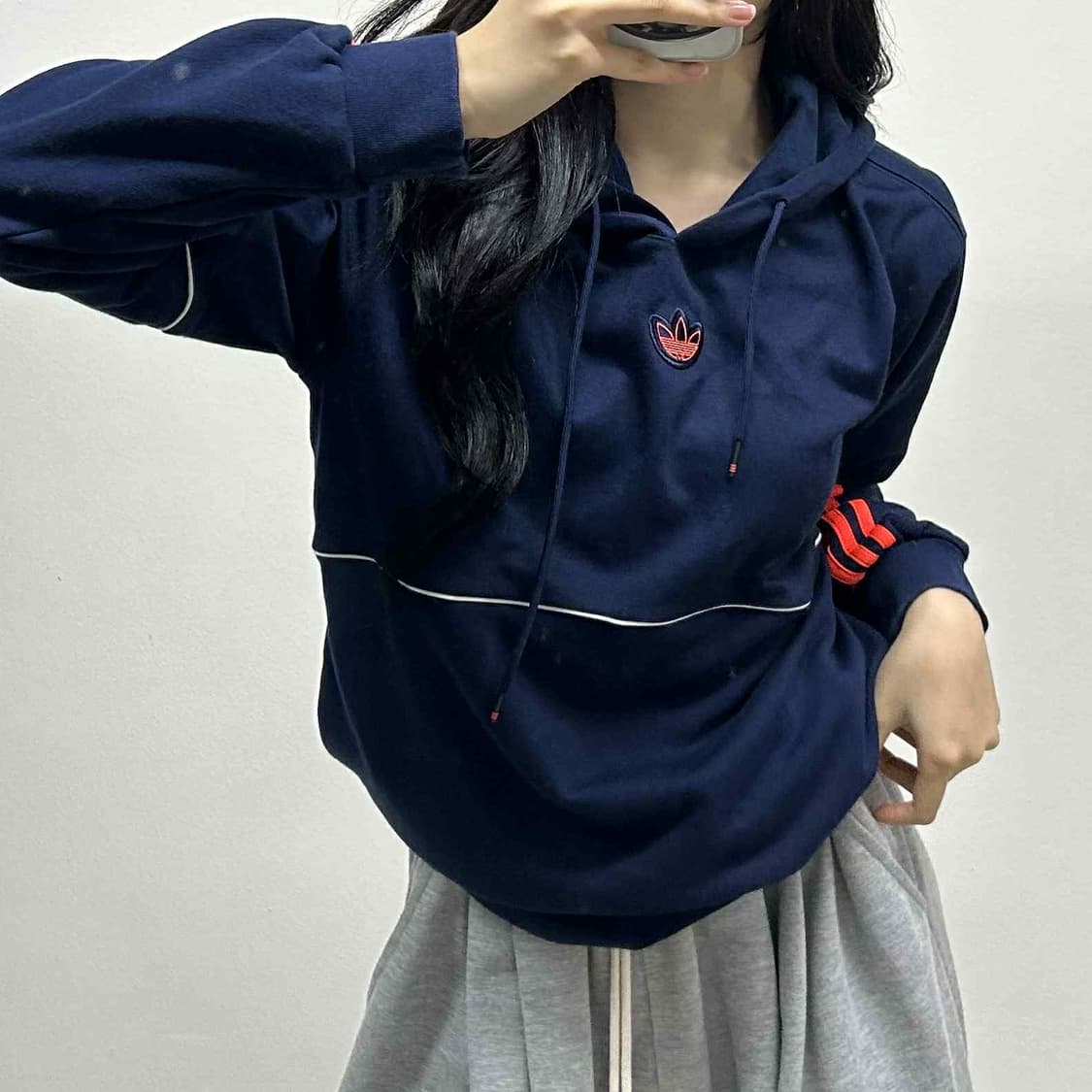 아디다스 신형 네이비 스웨트셔츠 후드티(L) 상품이미지1