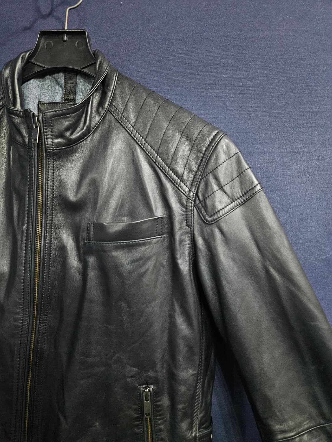 워모 블랙 남성 슬림핏 100 양가죽 자켓  상품이미지4