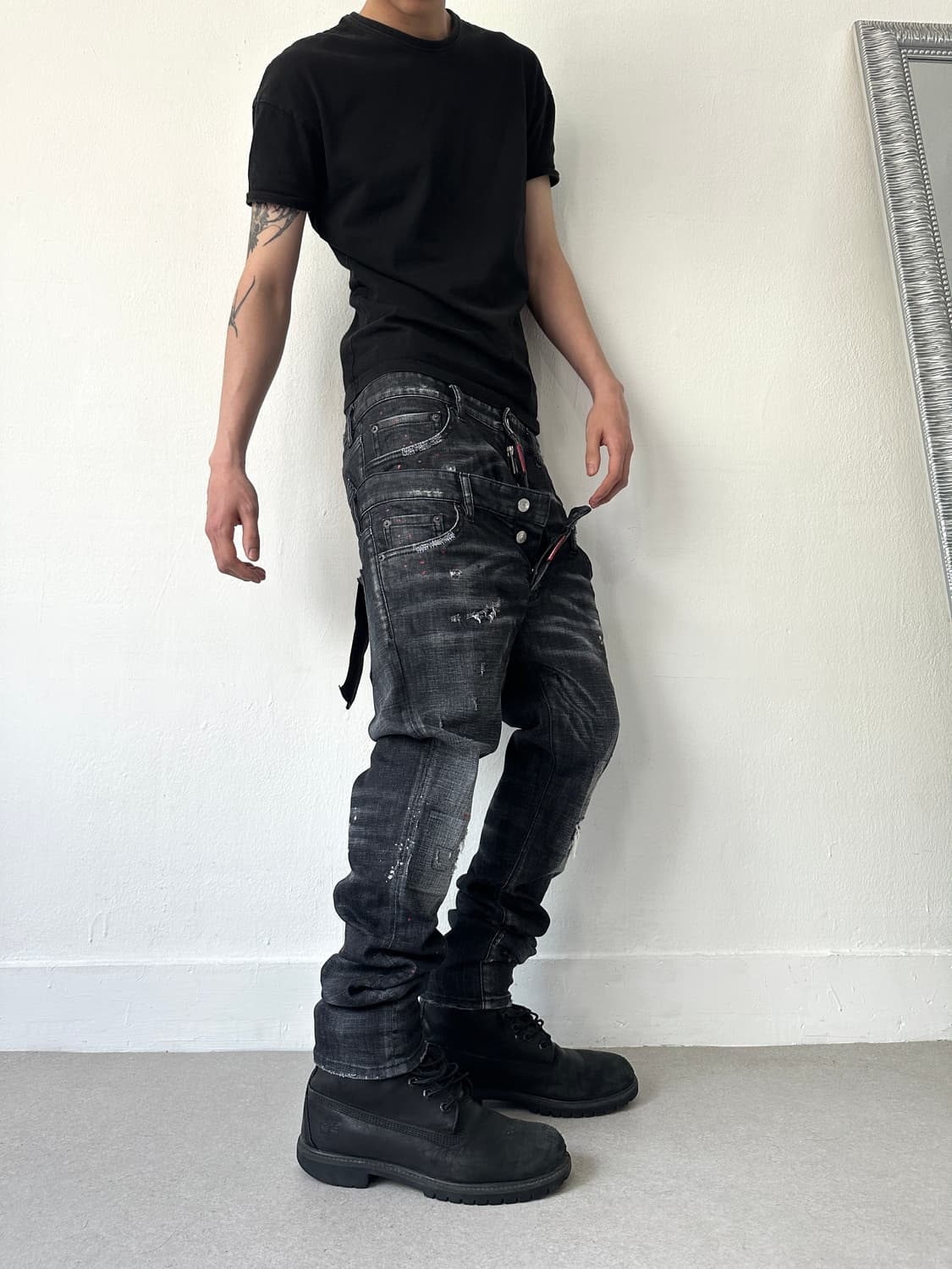 디스퀘어드 아카이브 더블 레이어드 새깅 슬림진 상품이미지4