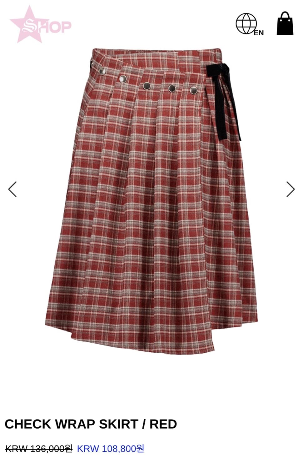 셋업이엑스이 CHECK WRAP SKIRT  상품이미지1