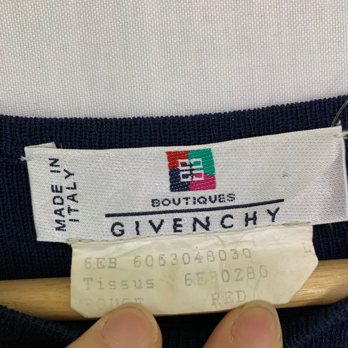 지방시 빈티지 스트라이브 반팔 슬림 니트 네이비 여성 상품이미지7