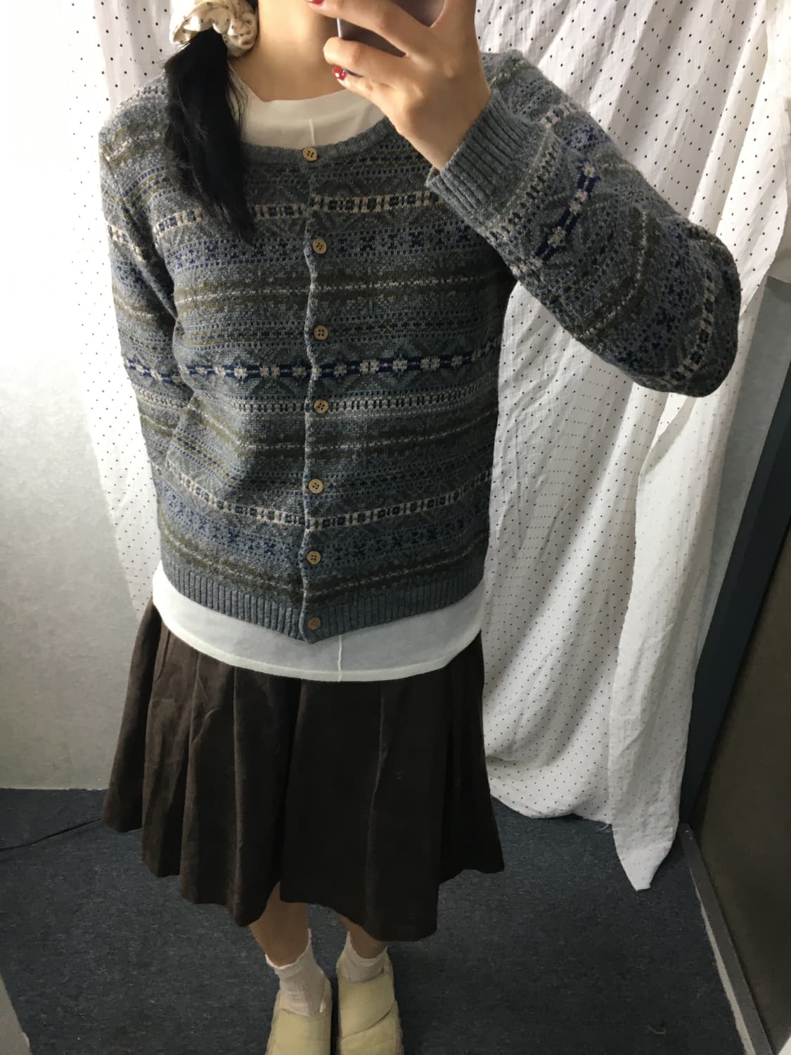 그레이 패턴 가디건 상품이미지2