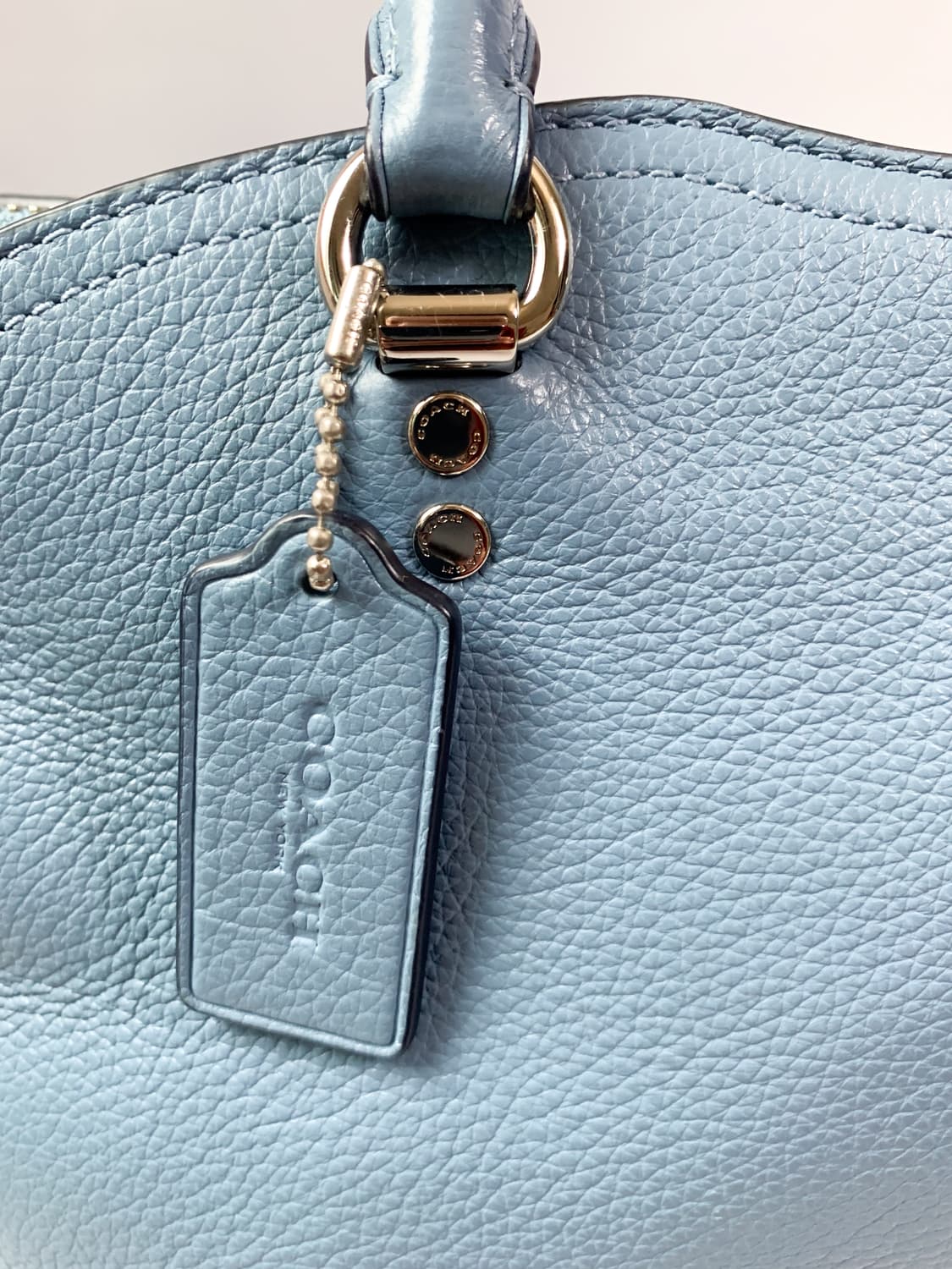 COACH 코치 하늘색 가죽 토트백 상품이미지7