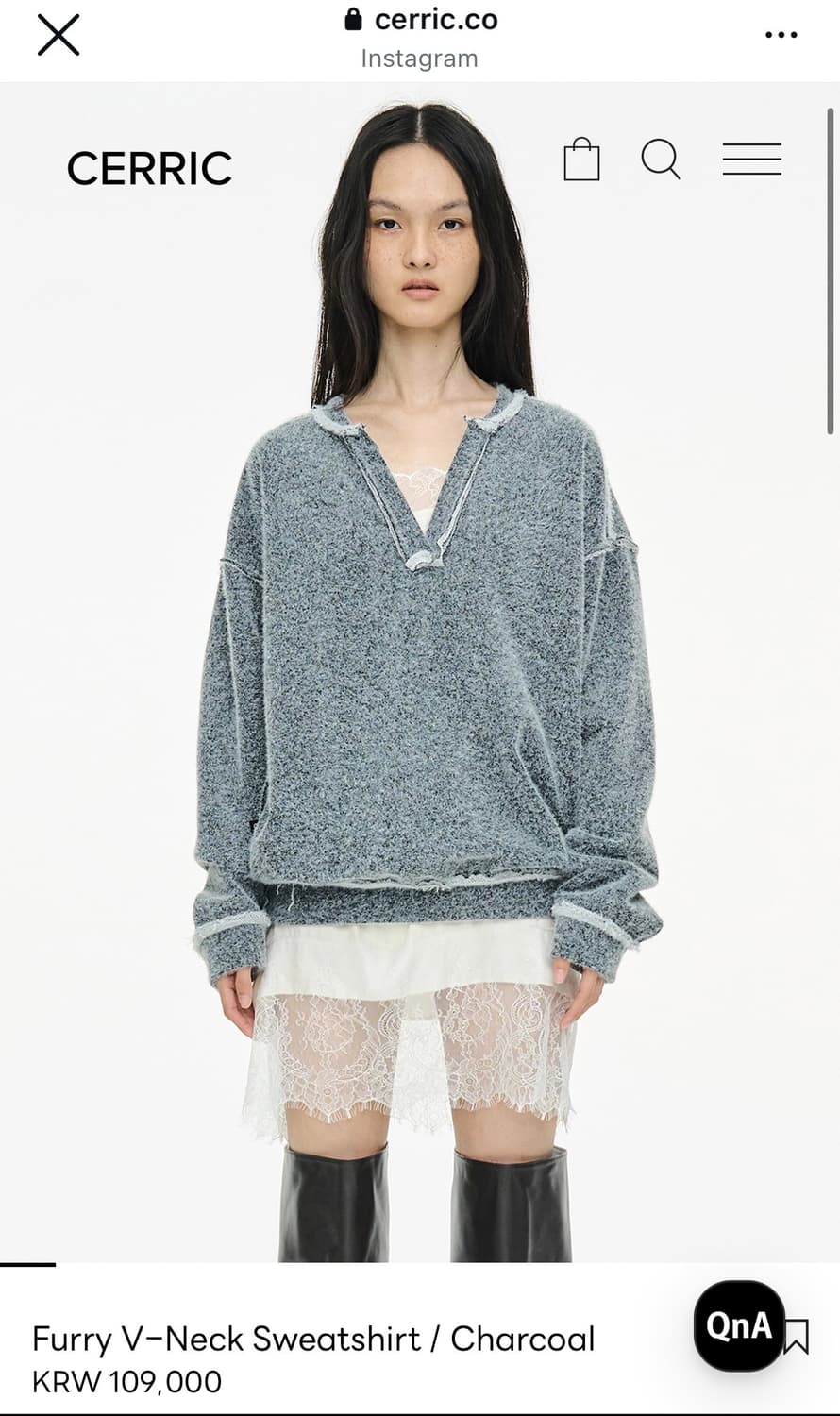 CERRIC 세릭 Furry V-Neck Sweatshirt 상품이미지1