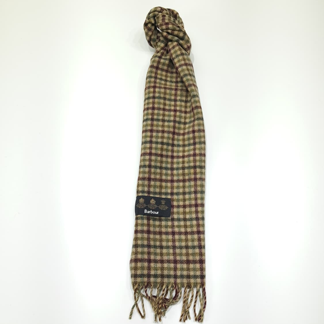 MX489 바버 90s 울 타탄체크 올리브 머플러 목도리 상품이미지5