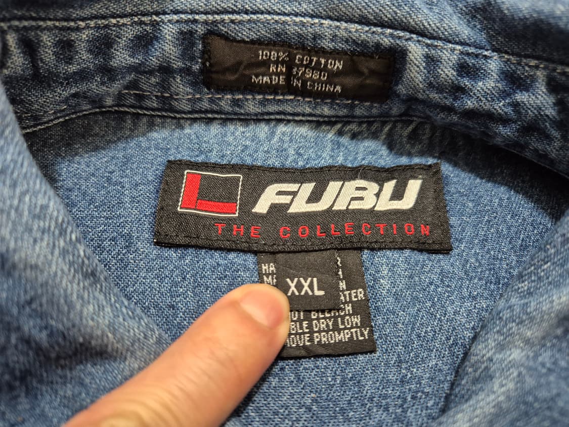 90s 푸부FUBU 진청 데님 빅셔츠 상품이미지3