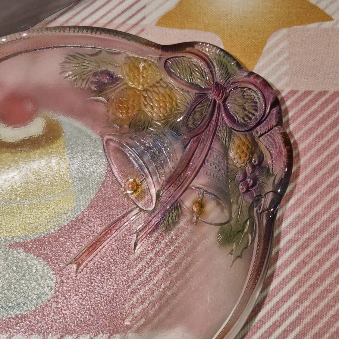 90s 호야 크리스탈 컬러 리본&벨 바구니 상품이미지9