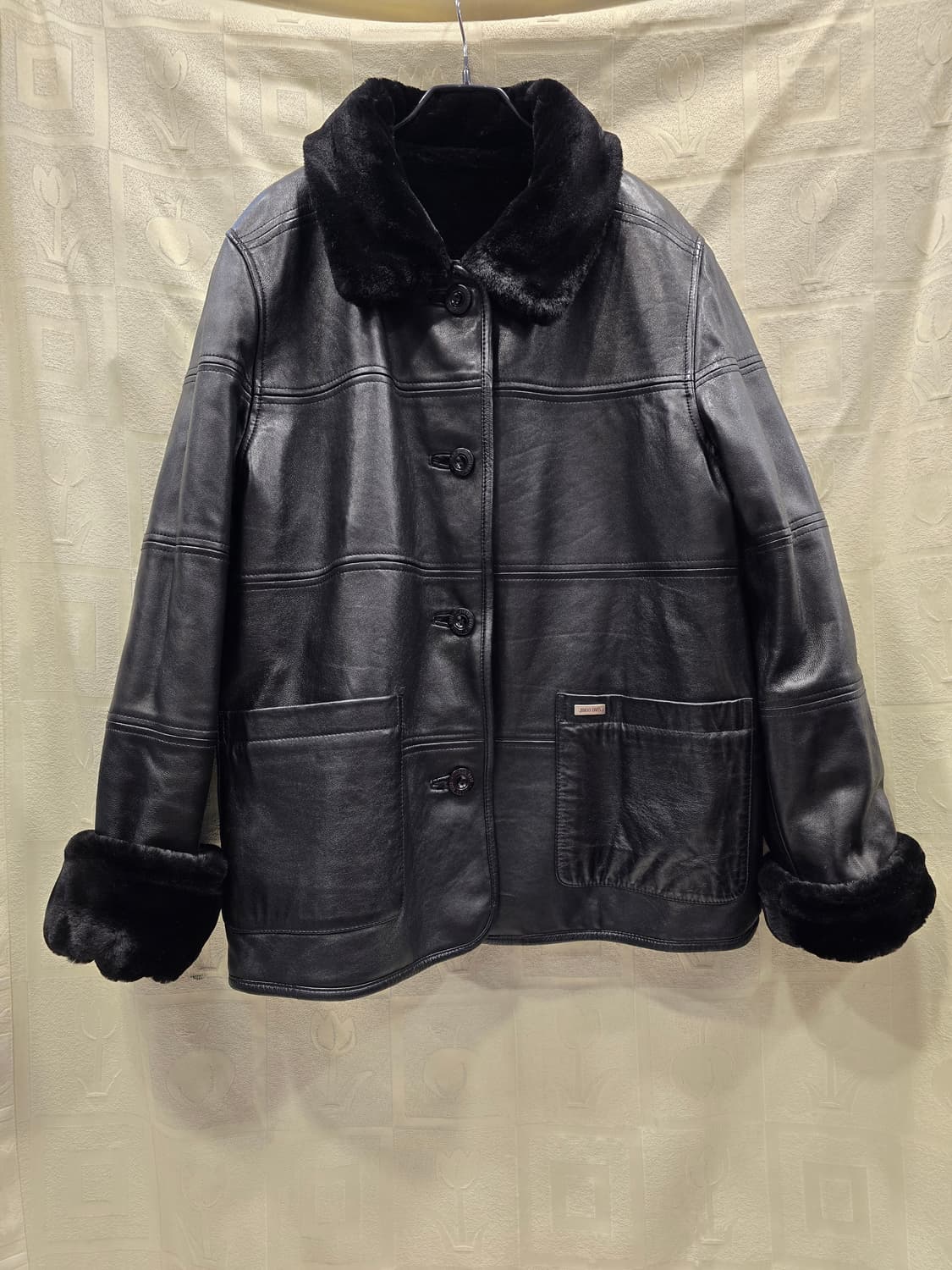 진도 OVIS 블랙 양면 양가죽 양털 점퍼 66~77 상품이미지2