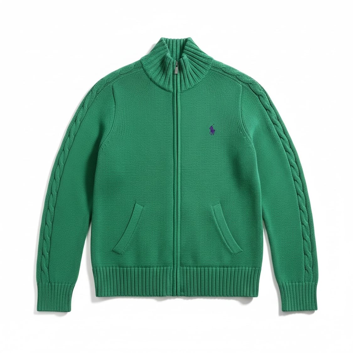 폴로 랄프로렌 케이블 니트 집업 그린 S 상품이미지1