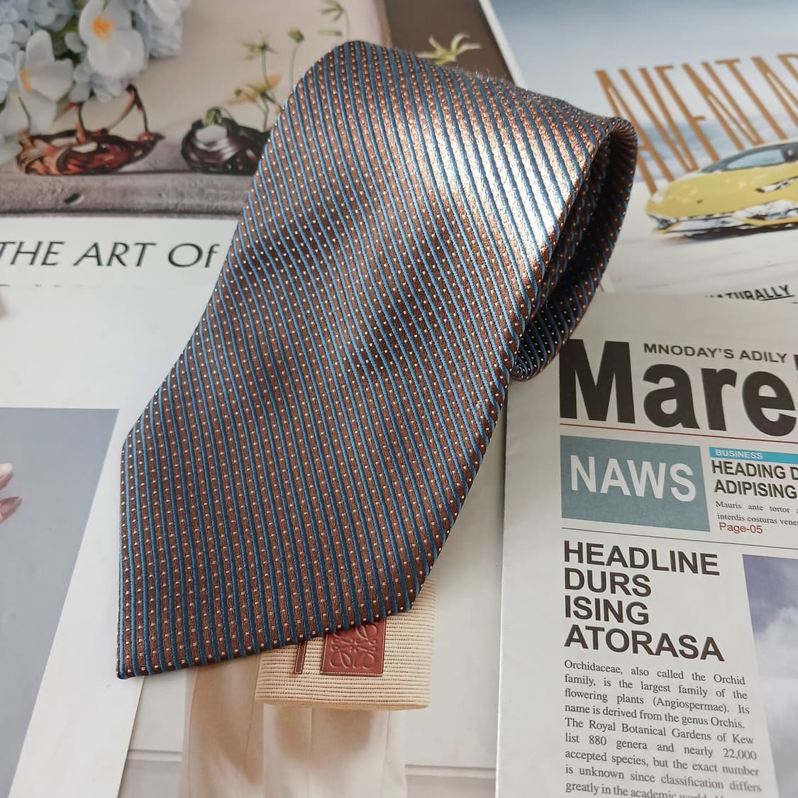 캘빈클라인 실크 브라운 스트라이프 넥타이 9.9cm A+등급 A19238 상품이미지4