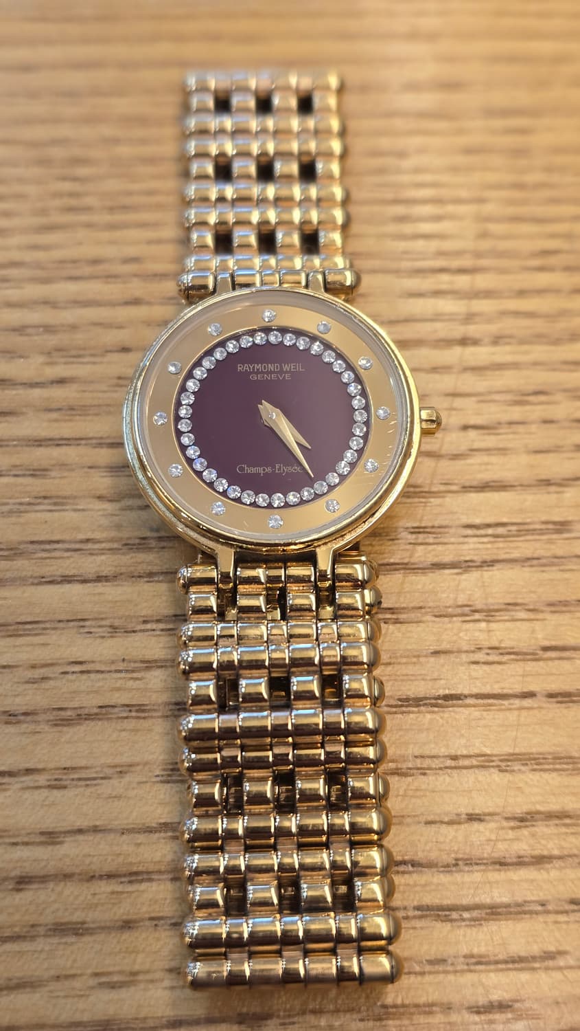 레이몬드 웨일 샹젤리제 버건디컬러 다이얼 18K 도금 상품이미지1