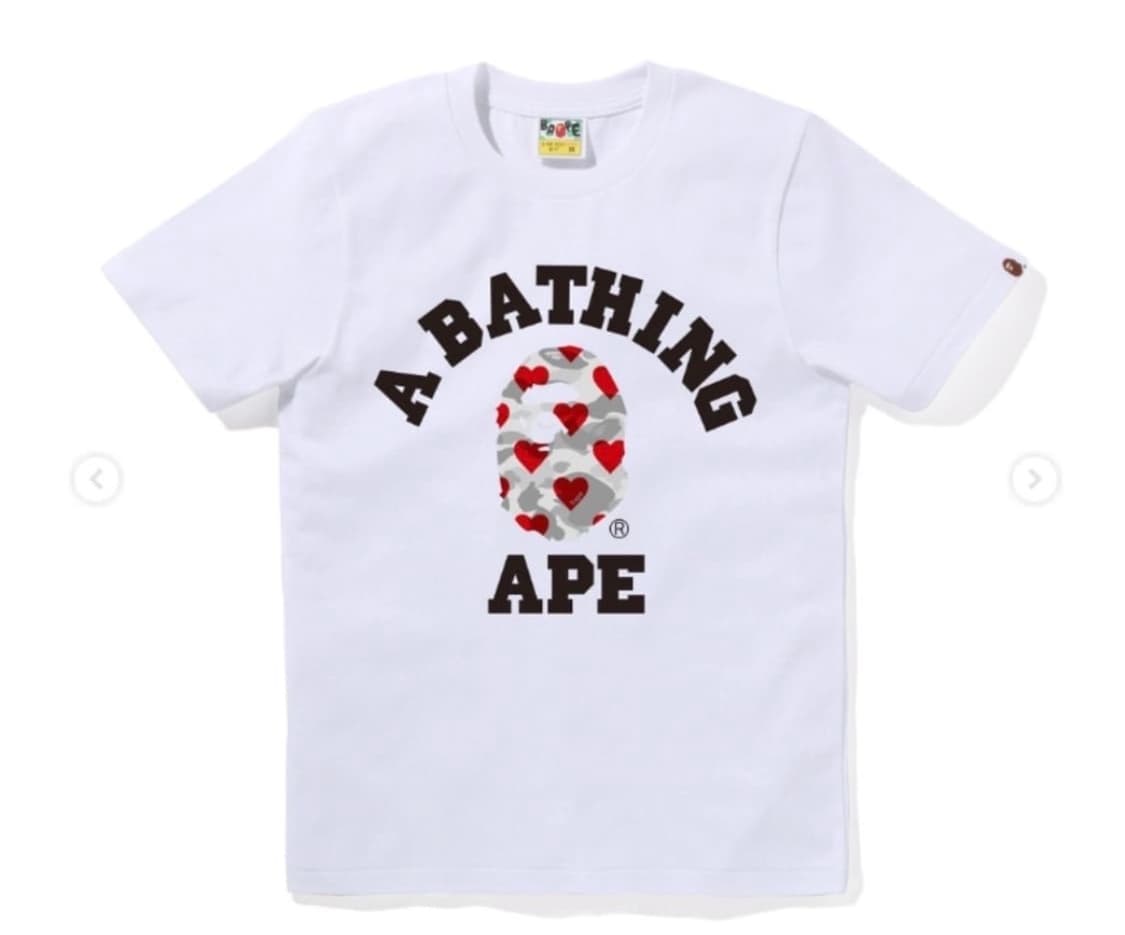 베이프 아이러브컬리지 화이트 티셔츠 상품이미지1