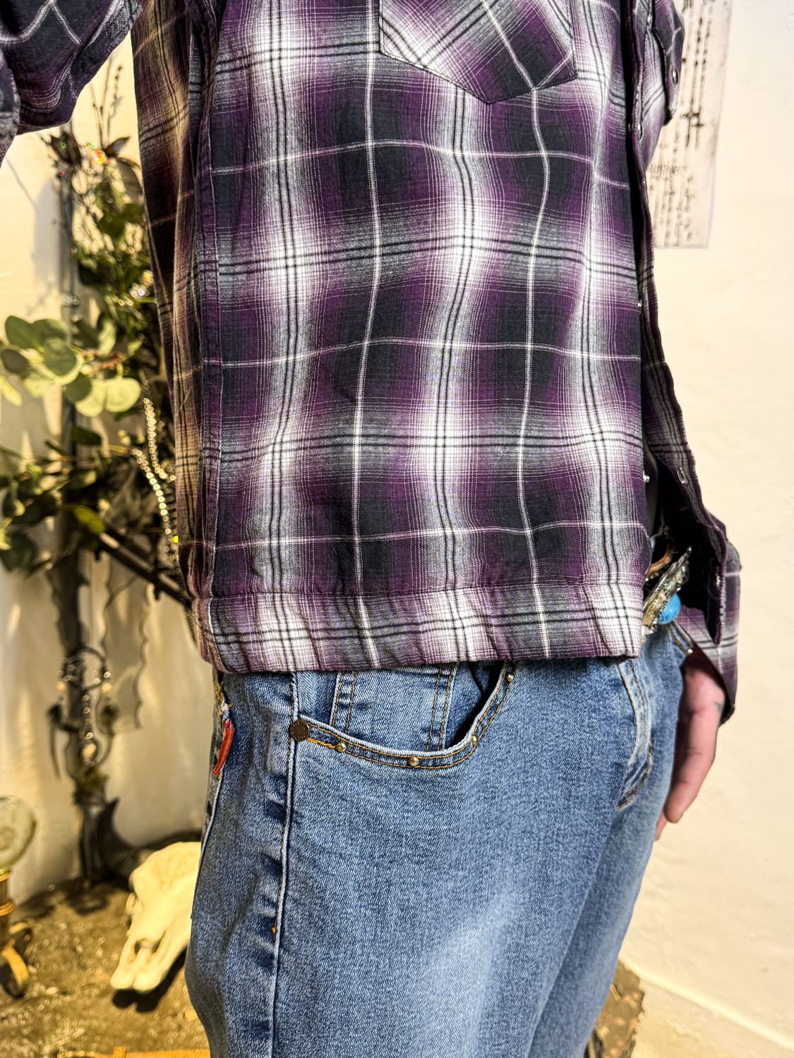 Purple Ombre Check Western Shirt Blouson 상품이미지4