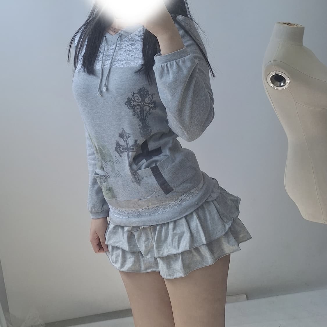 Cross angel hoodie y2k 후디 롱슬리브 빈티지 커스텀 상품이미지2