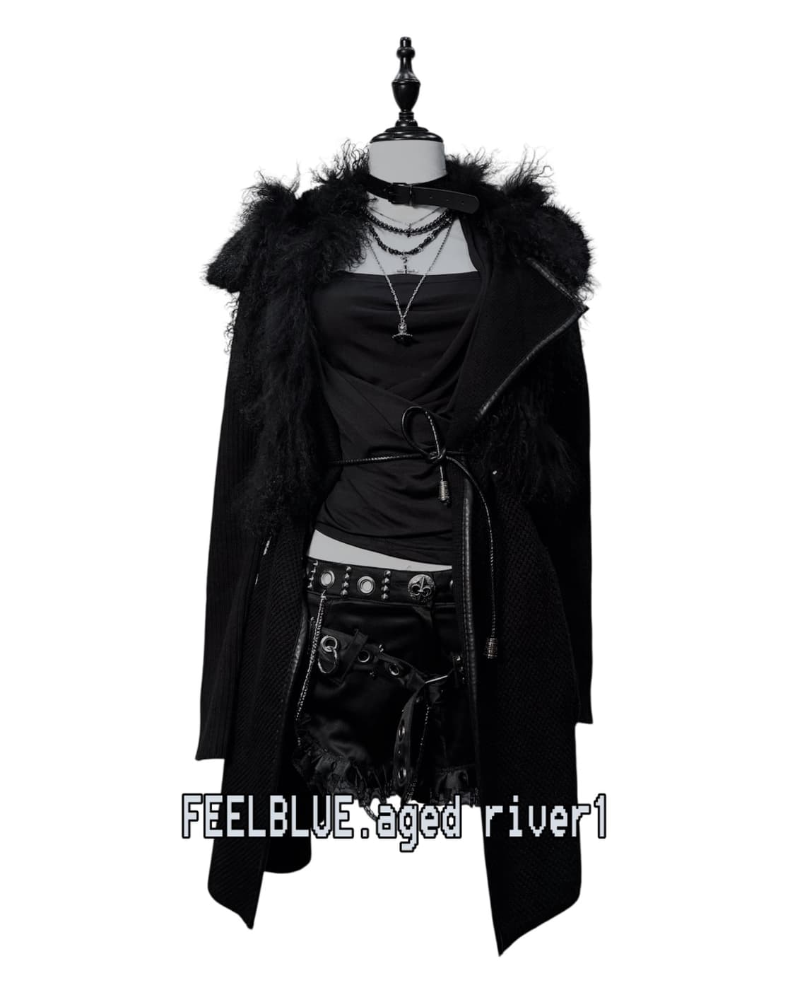 Knit Coat with Detachable Eco Fur  상품이미지6