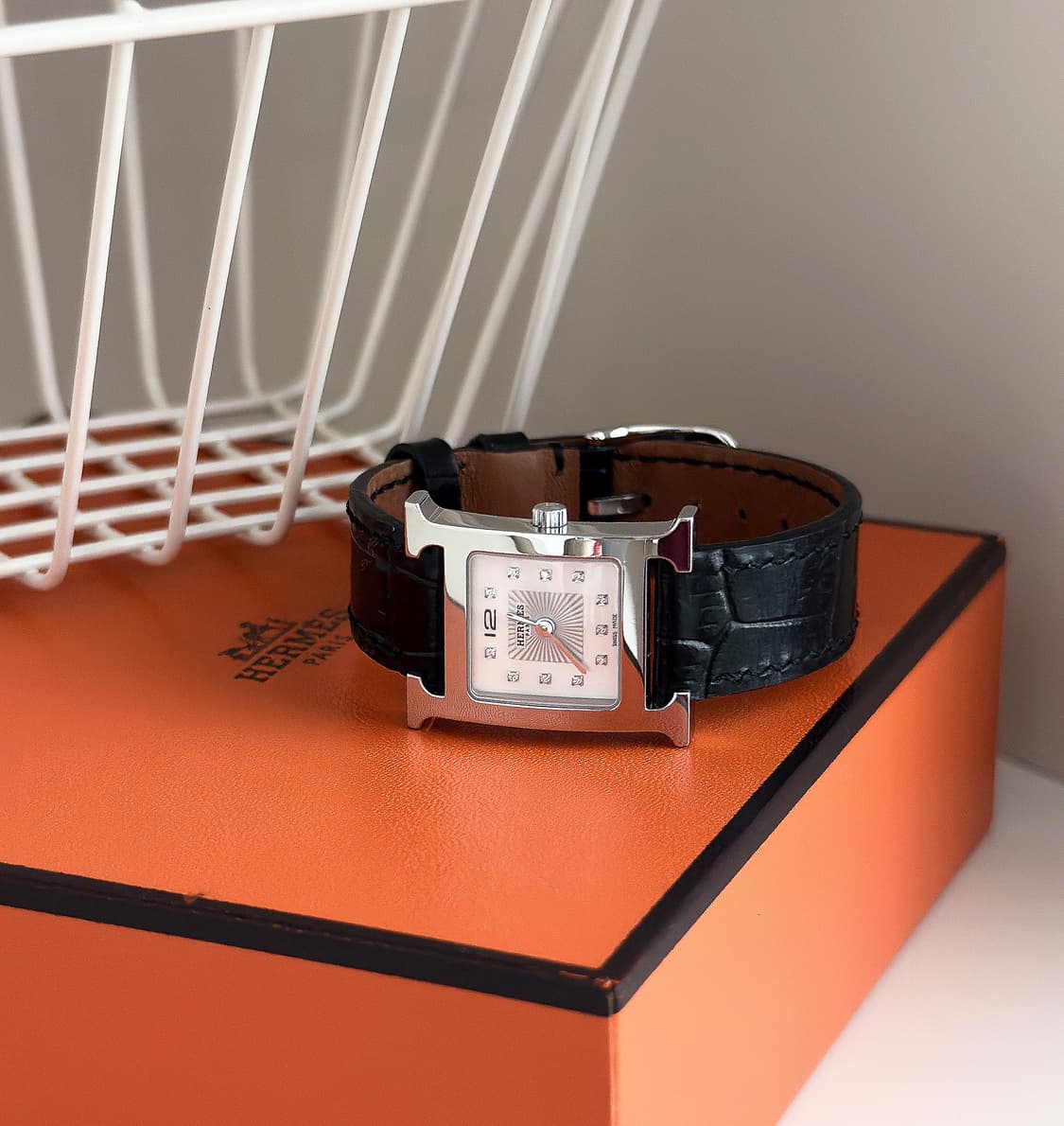 에르메스 H아워 다이아 화이트 쉘 시계 상품이미지2