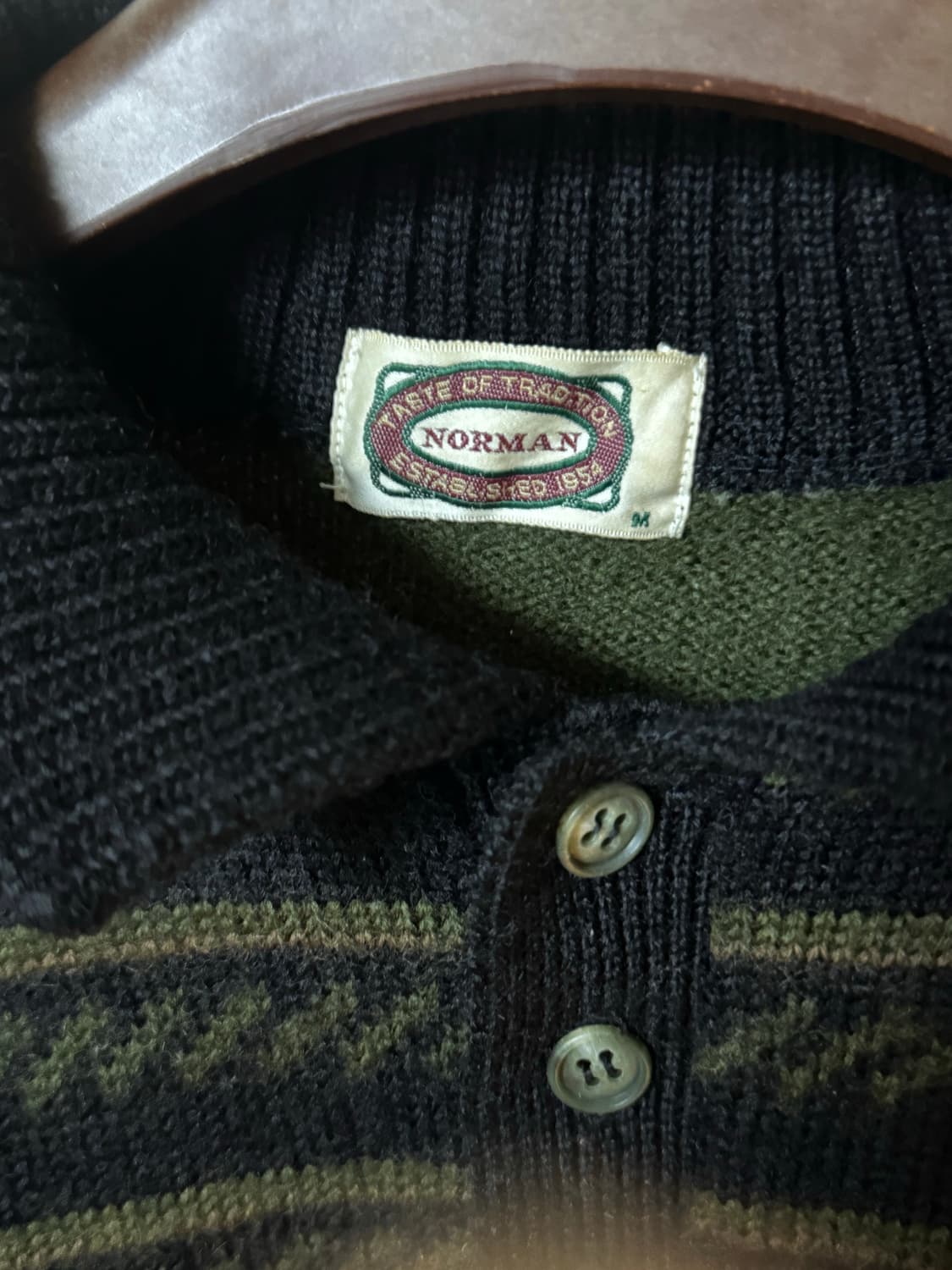 빈티지 노먼(NORMAN) 배색 카라 니트 (M) 상품이미지2