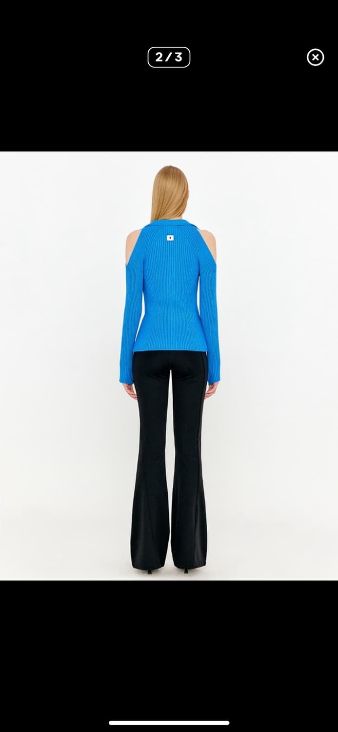 YUSE 유즈 숄더 컷아웃 투웨이 니트 집업 블루컬러 상품이미지2