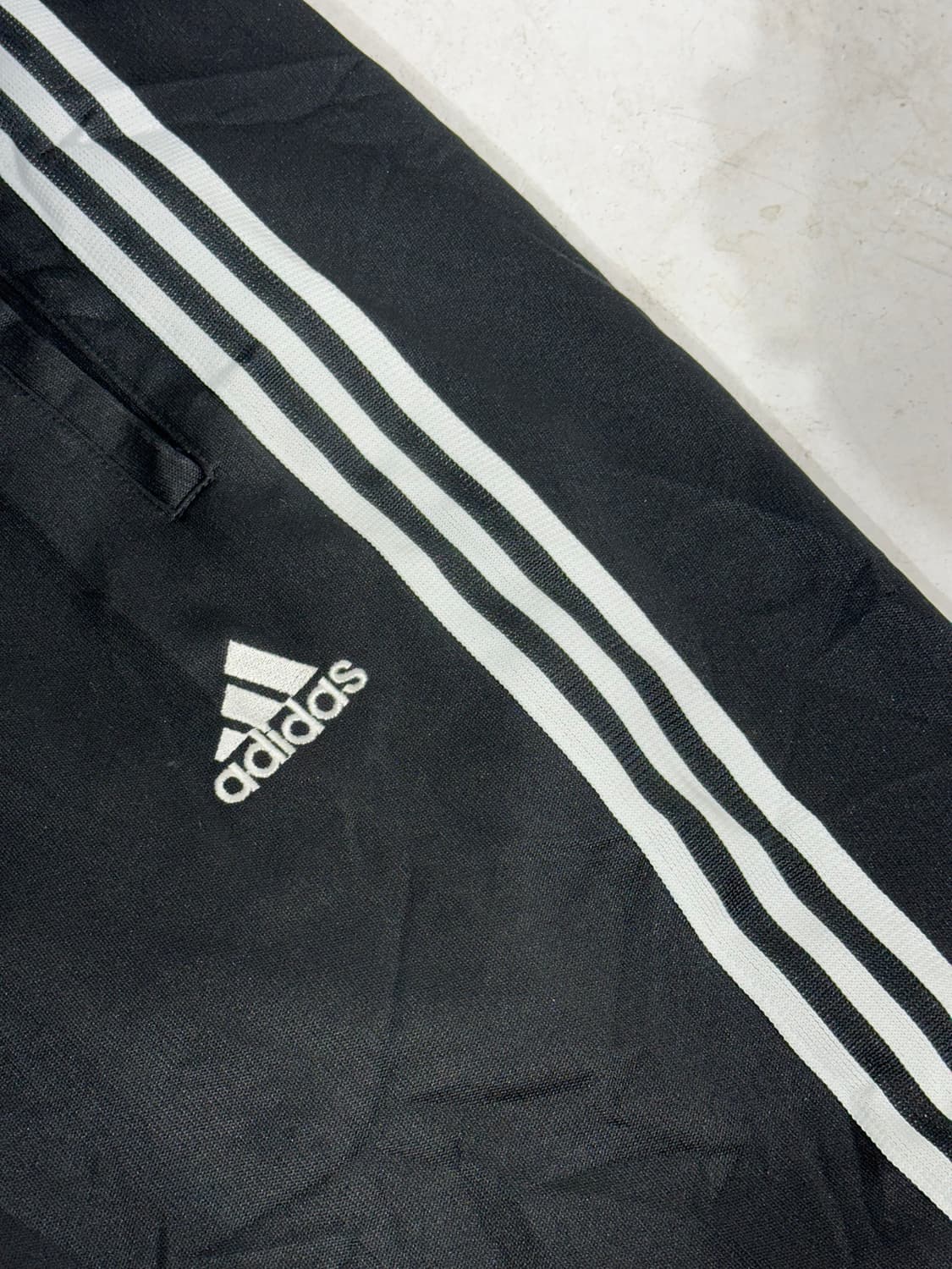 90s 아디다스 와이드 대대장 블랙 화이트 삼선 추리닝 트레이닝 팬츠 L 상품이미지6