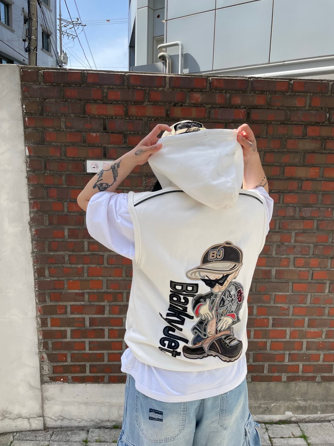 Blanky jet 올드스쿨 파이핑 에나멜 빅 로고 후드집업 상품이미지1