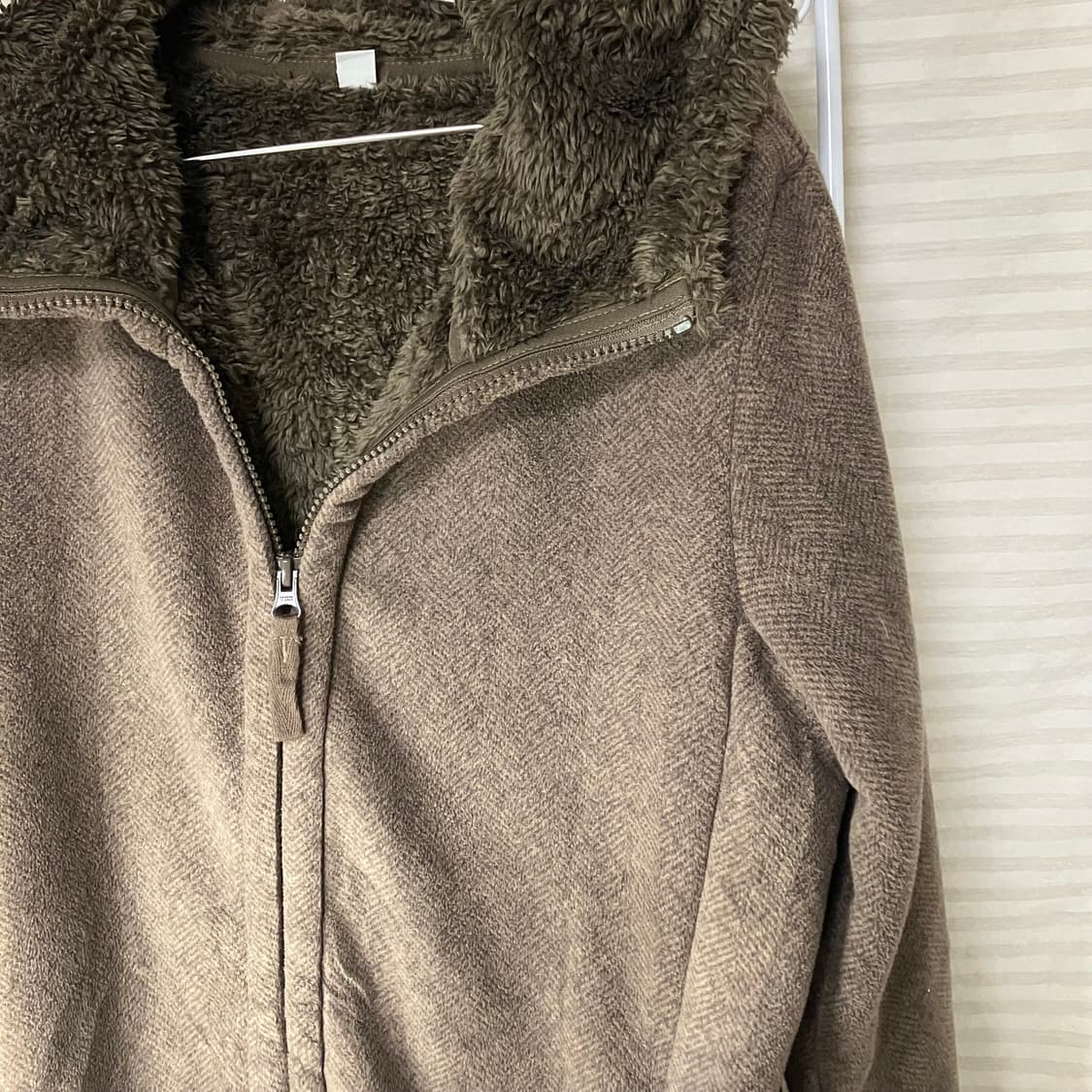 jpn vintage 브라운 헤링본 후드 뽀글이 후드집업 상품이미지7