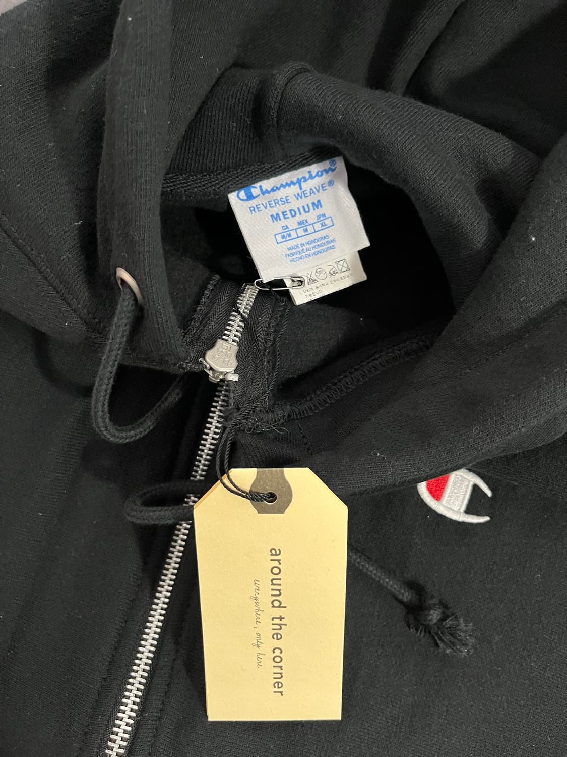 챔피온 리버스 위브 스웻 후드 집업 블랙 M 상품이미지4