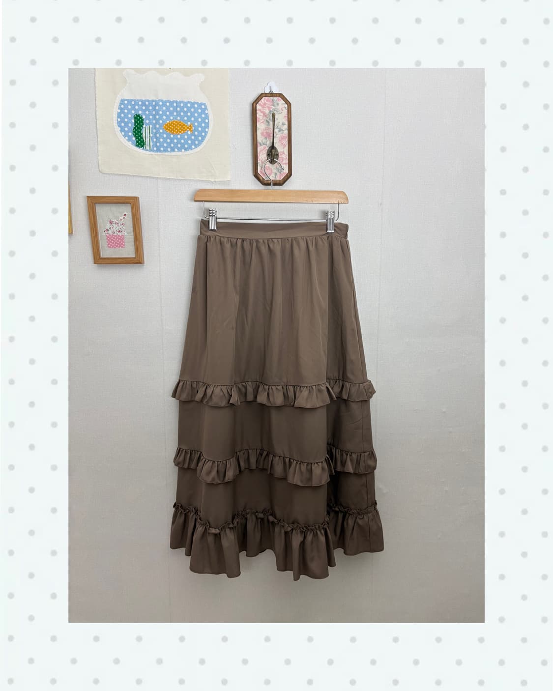 브라운 프릴 캉캉 롱 스커트 상품이미지1