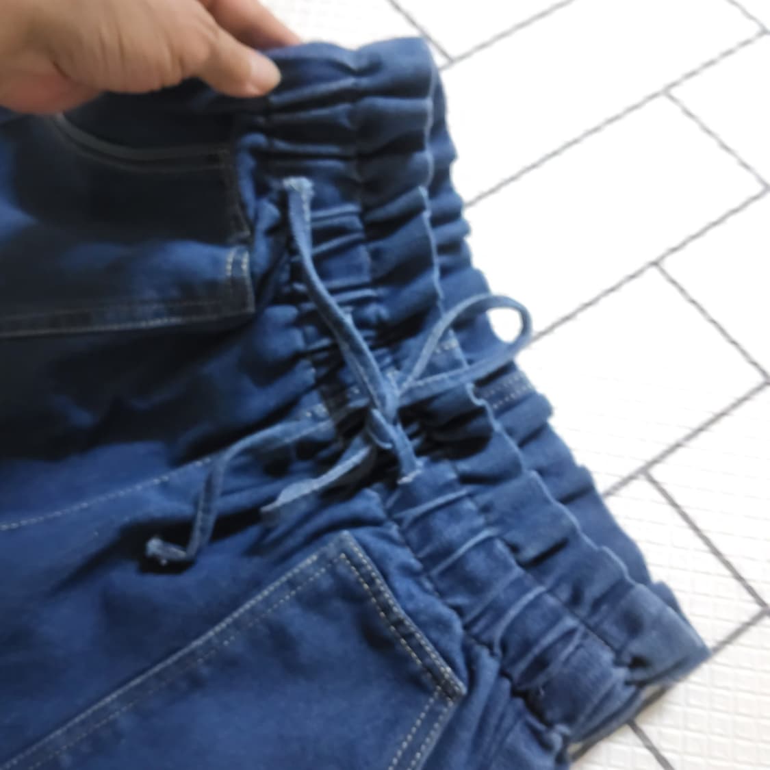 새상품 여자 밴딩 데님 숏 팬츠 청반바지 55 66초 귀여움 상품이미지4