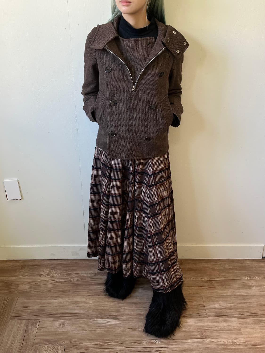 zucca 헤링본 더블 코트 상품이미지5