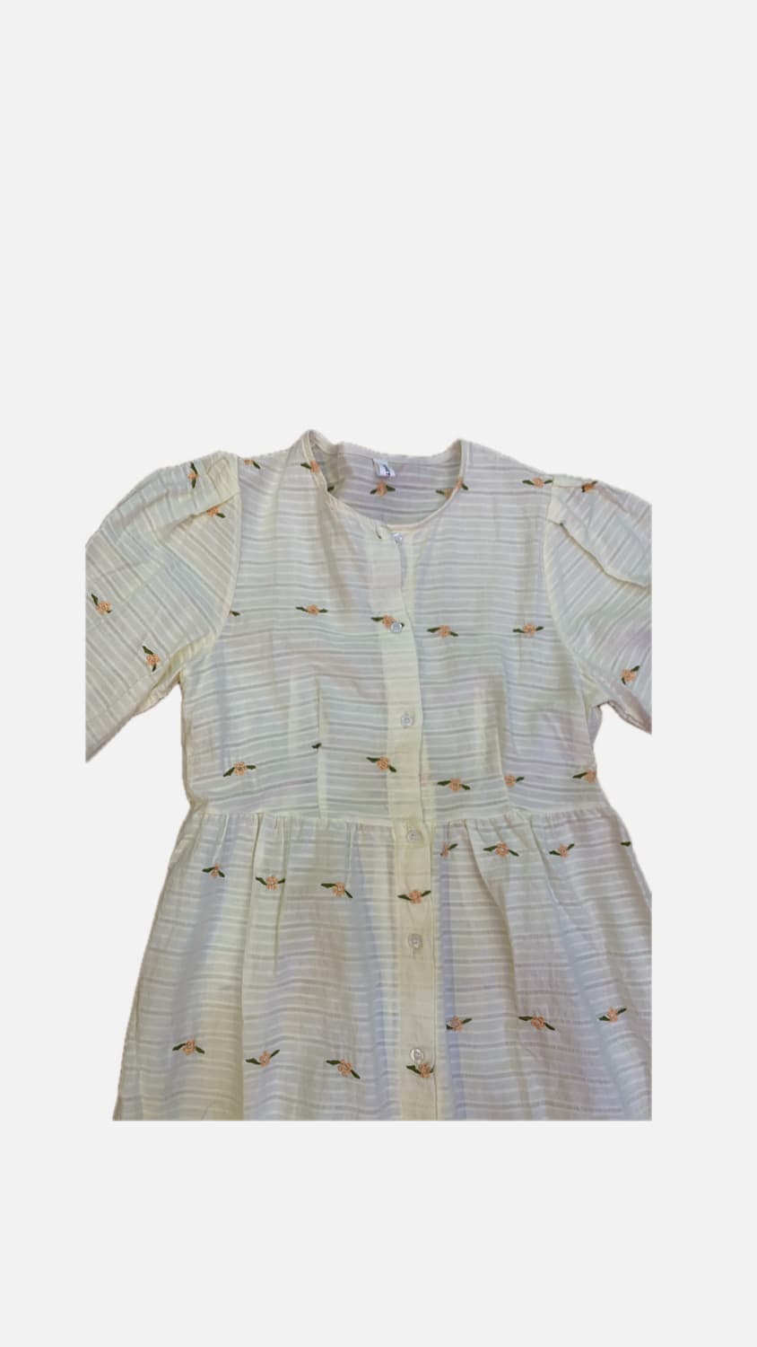 Floral Bud Embroidery Long Shirt Dress 상품이미지3