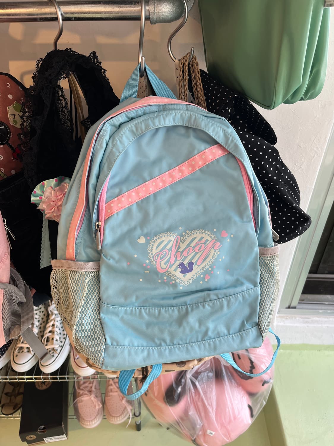 핑크 도트 포인트 블루 백팩 🌀오른쪽 상품이미지9