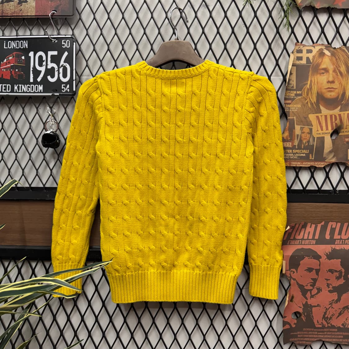 폴로 랄프로렌 케이블 니트 네이비 포니 로고 포인트 옐로우 상품이미지2
