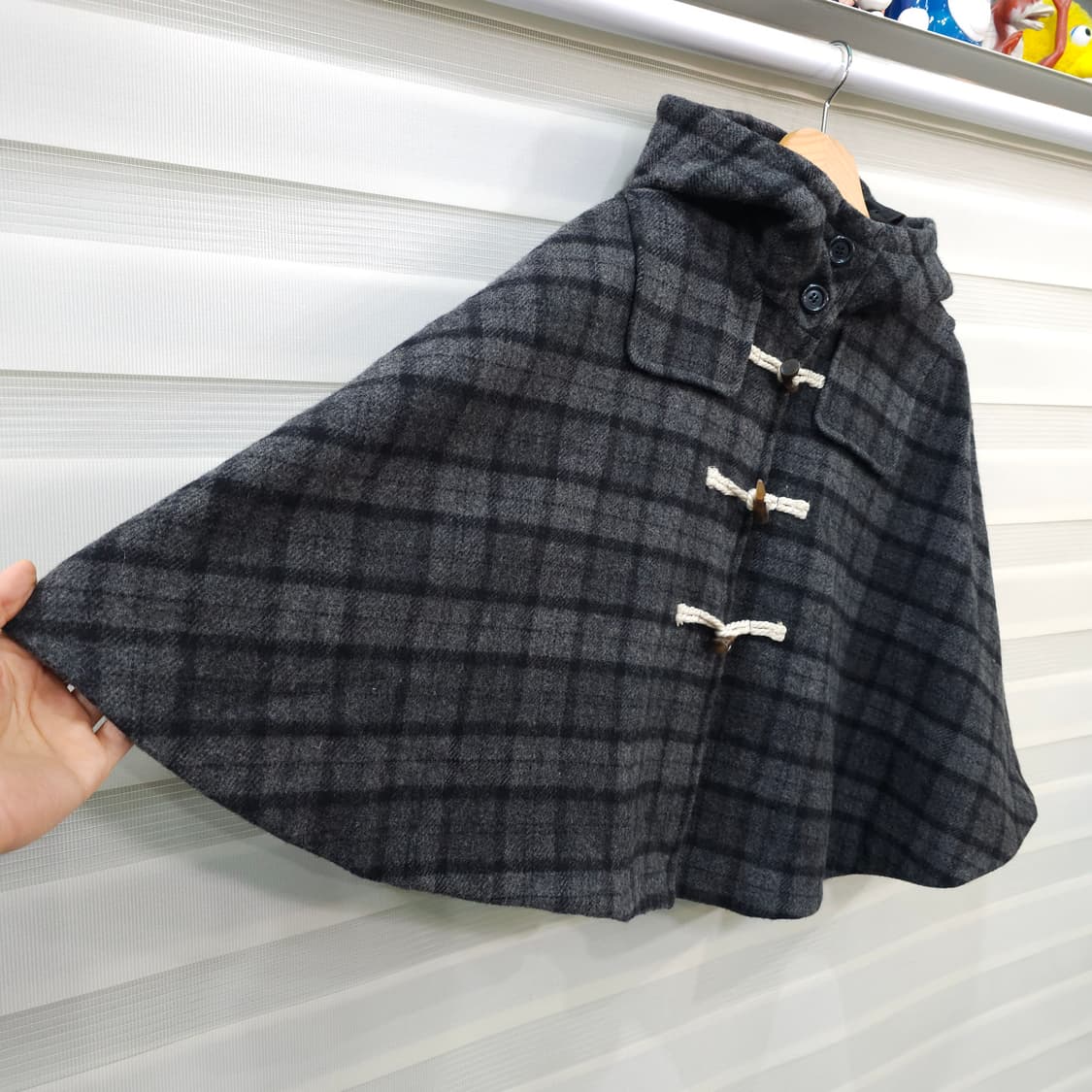 JOURNAL STANDARD 체크울 후드 케이프 망토- 우먼프리 상품이미지4