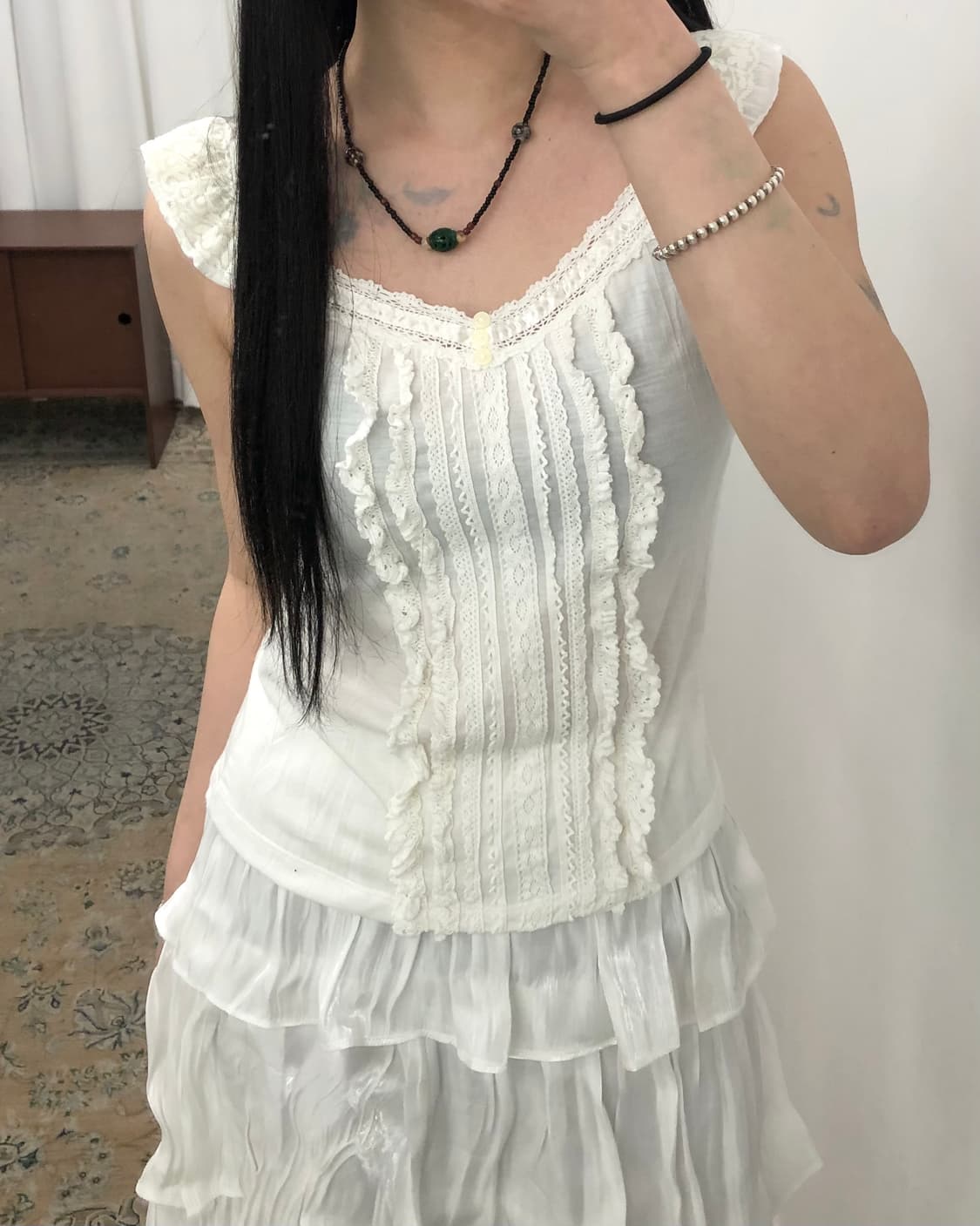 화이트 레이스 슬리브리스나시 상품이미지2