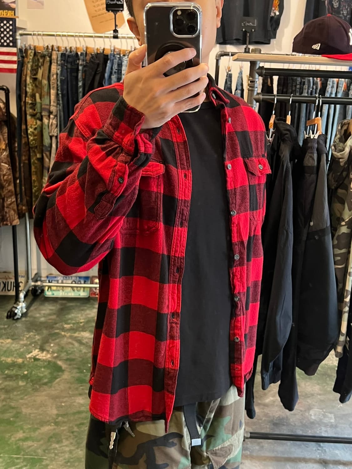 [L] 조지 George 레드 버팔로 체크 플란넬 셔츠 상품이미지10