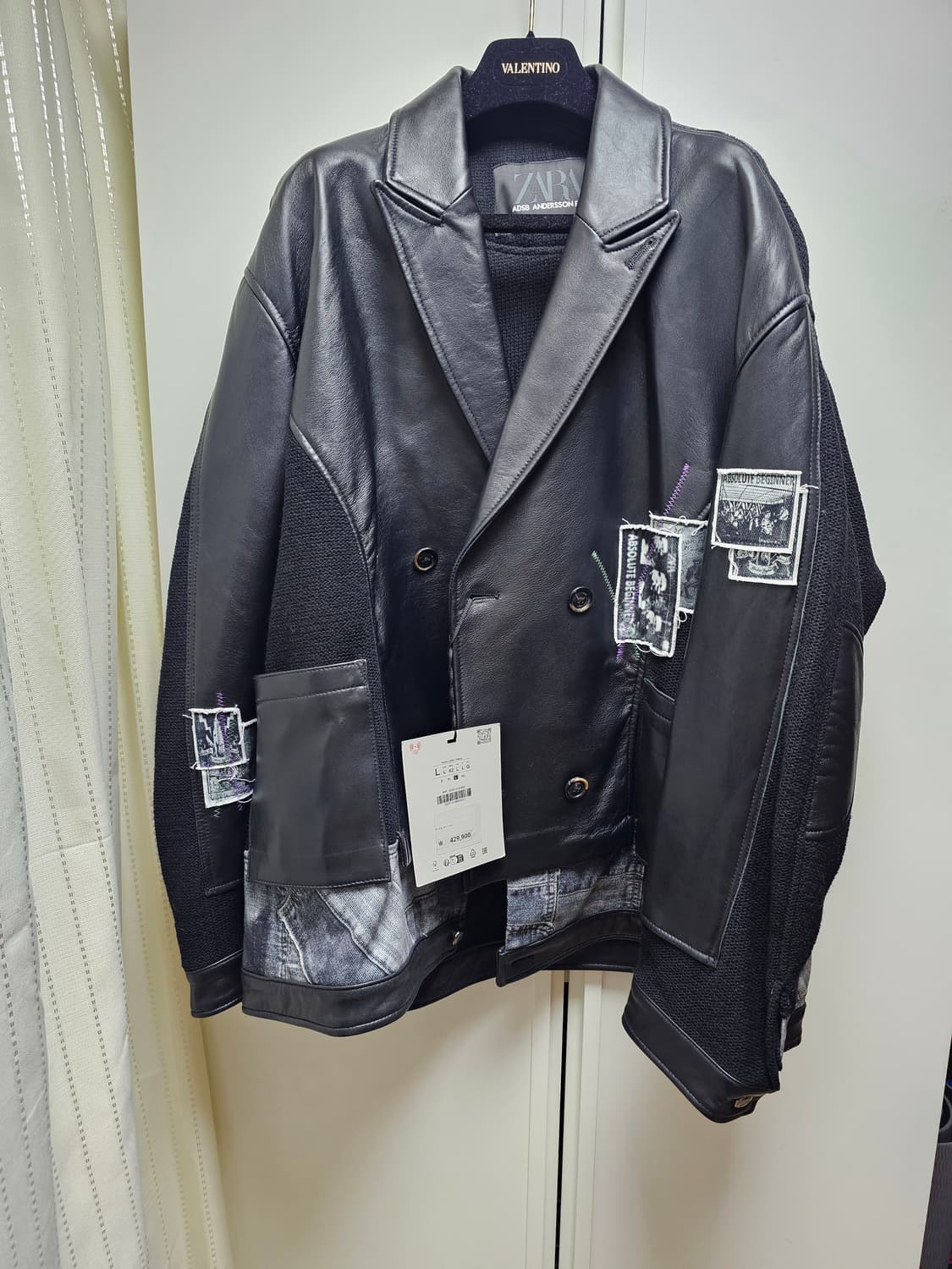 새상품 자라 앤더슨벨 콜라보 니트 가죽 자켓 상품이미지1